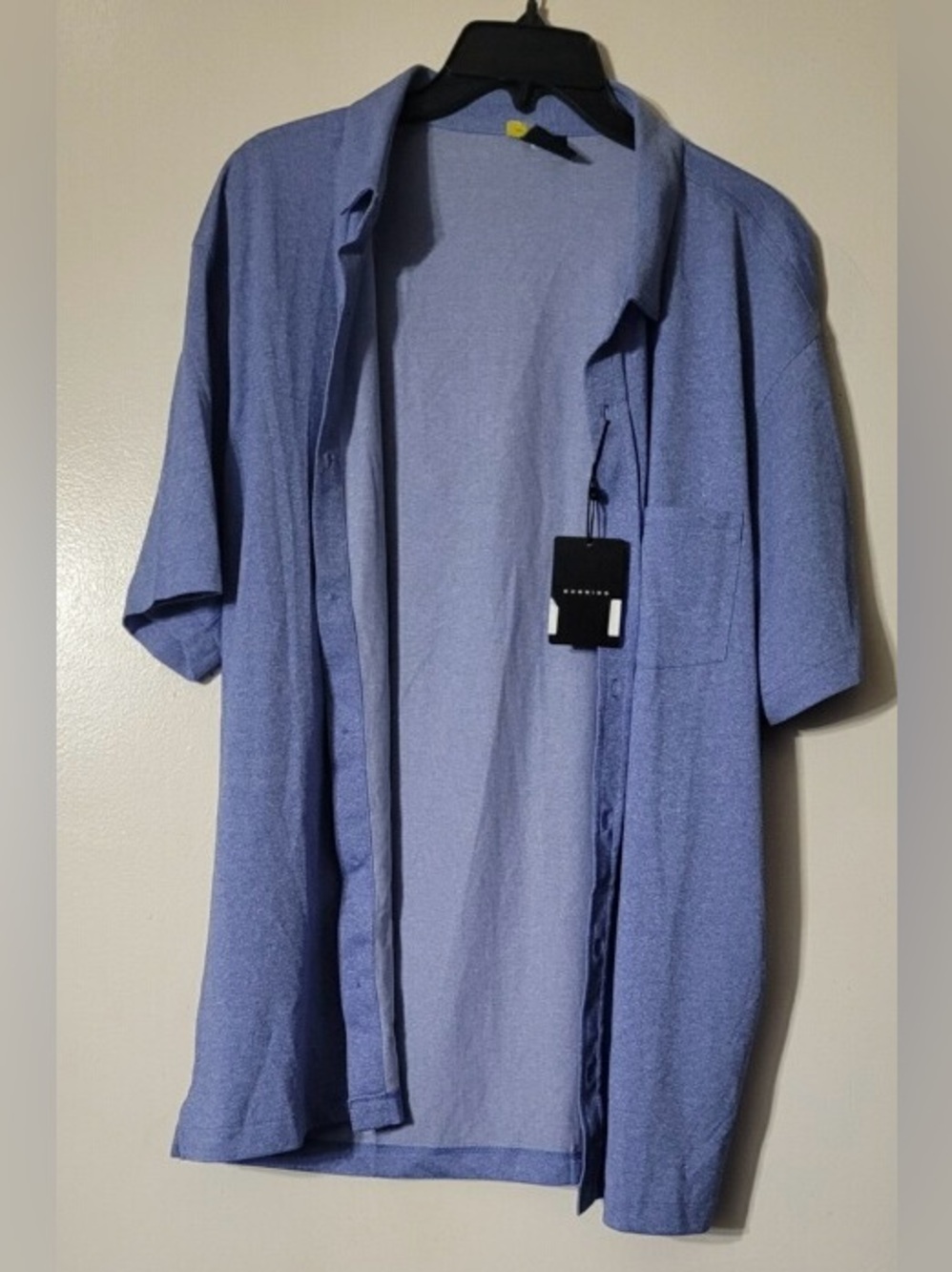 Light Blue Men's Short Sleeve Button Shirt Jacket - Unknown Brand